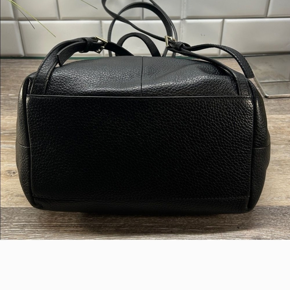 Kate Spade Black Leather Drawstring Backpack - Picture 3 of 13